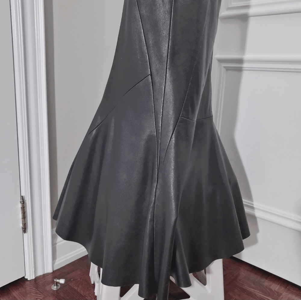 True Vintage 90's DANIER  Rocker Chic Leather Trumpet Maxi Skirt - Picture 12 of 17